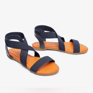 Trary Navy Blue ankle strap elastic Women's Sandals Size 8 NEW